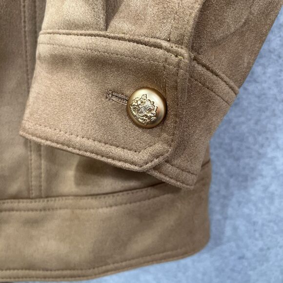 Mauve Vegan Suede Trucker Jacket Womens XL Honey Caramel Gold Buttons - Picture 8 of 16